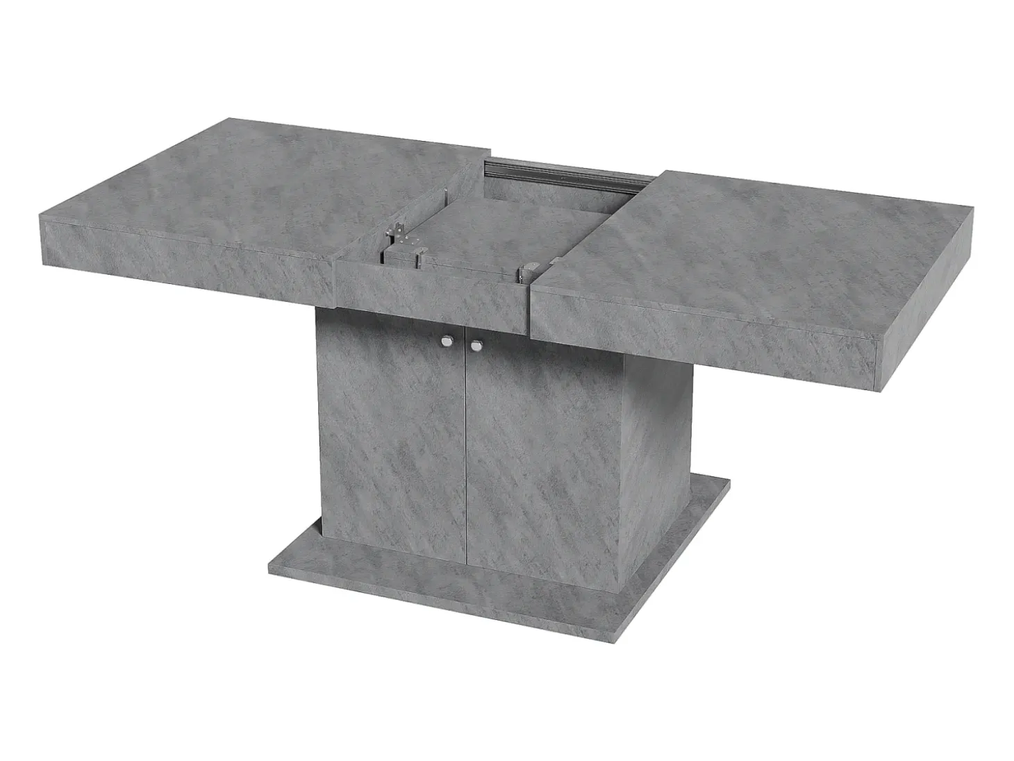 Mesa de comedor extensible - 4 a 8 personas - con espacio de almacenamiento - Paneles de partículas grises - 140/180x80x76cm