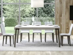 Mesa de comedor extensible de diseño con patas de metal antracita Konta-Color Blanco-Ancho extensible