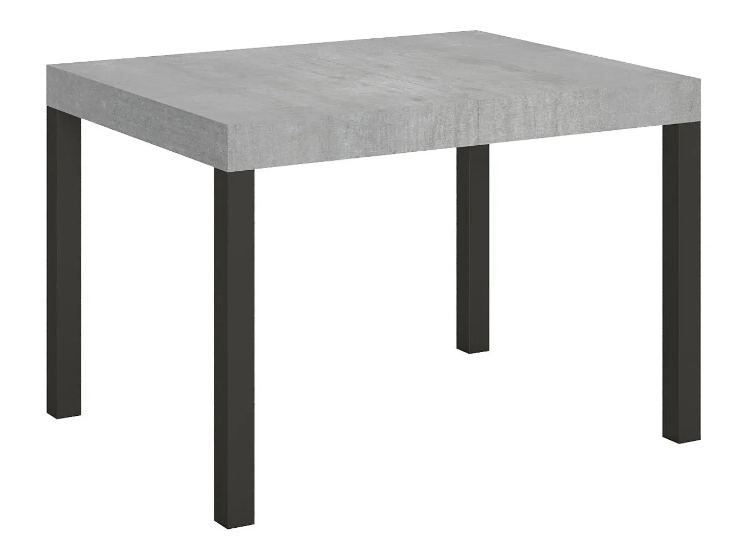 Mesa de comedor extensible Karry-Color Gris cemento-Soporte 2 pies-Ancho extensible