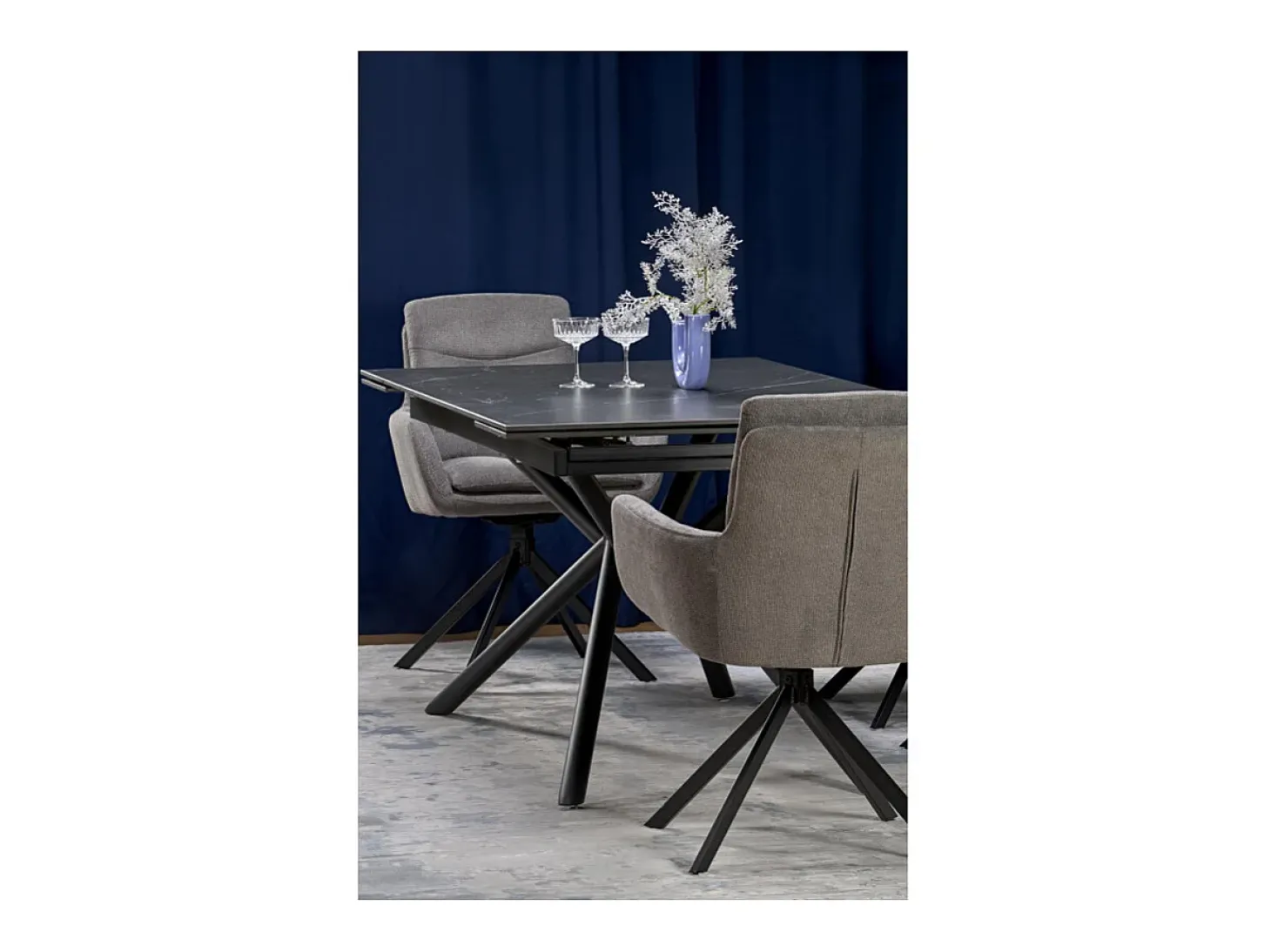 Mesa de comedor extensible Viktor de mármol negro 160 - 200 cm