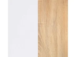 Mesa de comedor fija en blanco artik y roble canadian 140X80 cm Naya Blanco Artik (Blanco Mate) - Roble Canadian