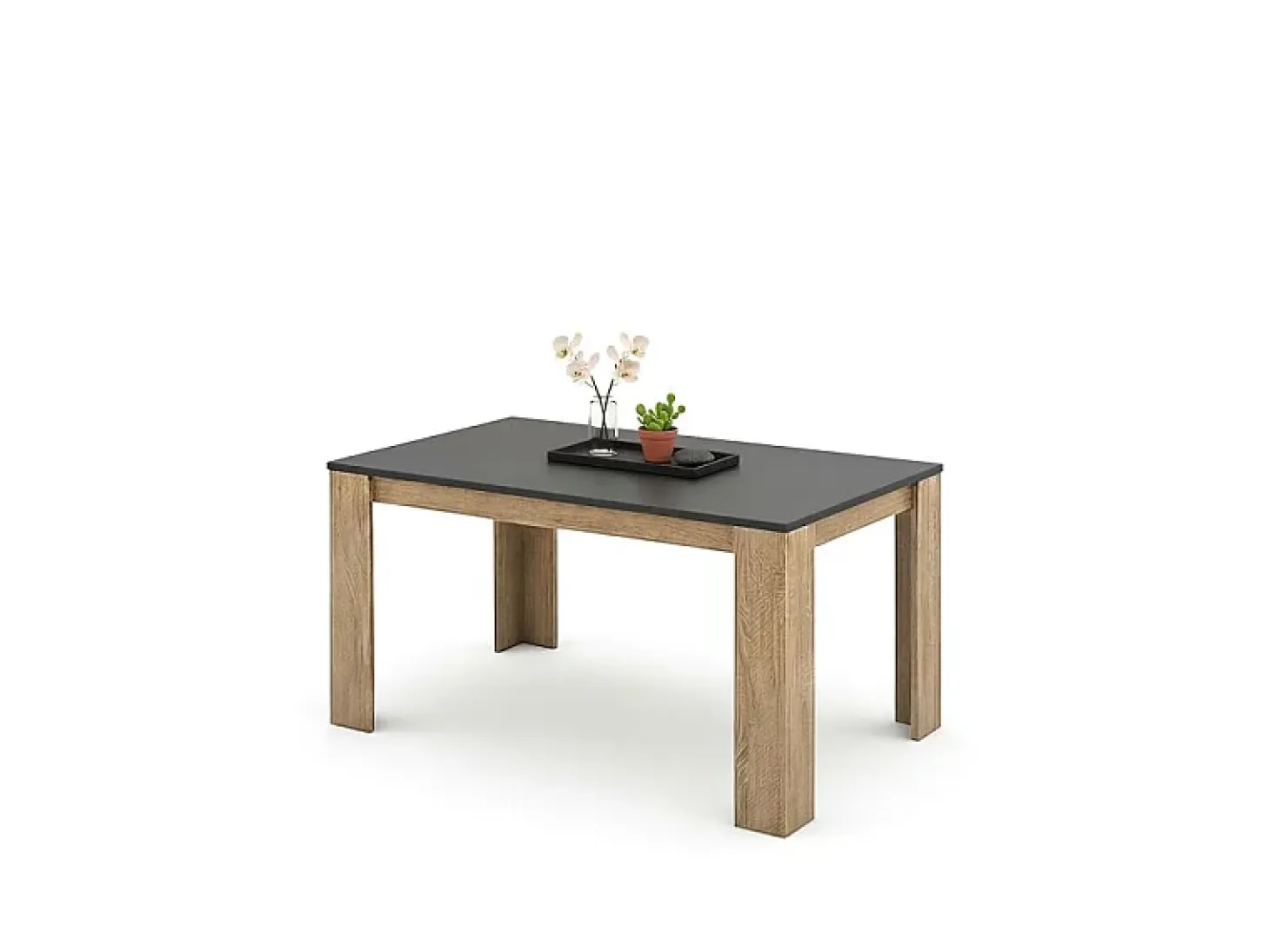 Mesa de comedor fija en roble canadian y grafito 140X80 cm Naya Roble Canadian - Gris Grafito