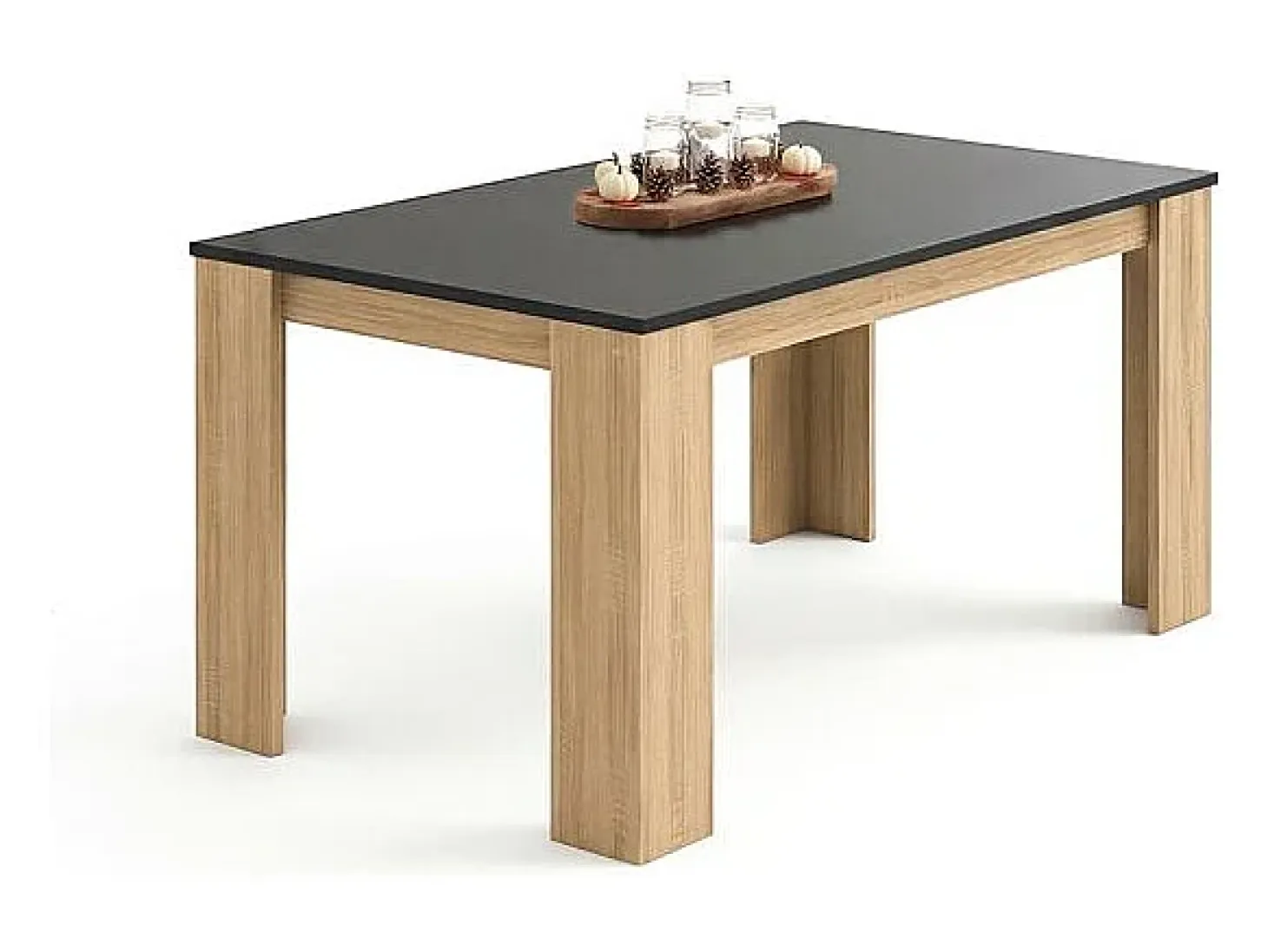 Mesa de comedor fija en roble canadian y grafito 140X80 cm Naya Roble Canadian - Gris Grafito