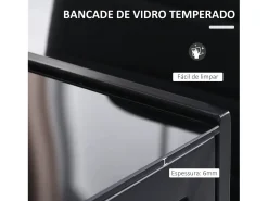 Mesa de comedor Fluorita Homcom diseño fijo 4-6 personas cristal negro 75x120x60 cm