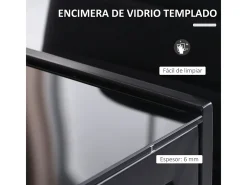 Mesa de comedor Fluorita Homcom diseño fijo 4-6 personas cristal negro 75x120x60 cm