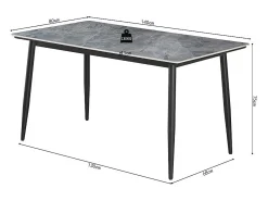 Mesa de comedor GRANVIA – 140x80 cm – Efecto pizarra – Estructura metálica – Estilo industrial y práctico