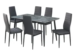 Mesa de comedor GRANVIA – 140x80 cm – Efecto pizarra – Estructura metálica – Estilo industrial y práctico