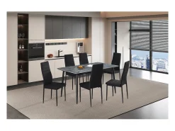 Mesa de comedor GRANVIA – 140x80 cm – Efecto pizarra – Estructura metálica – Estilo industrial y práctico