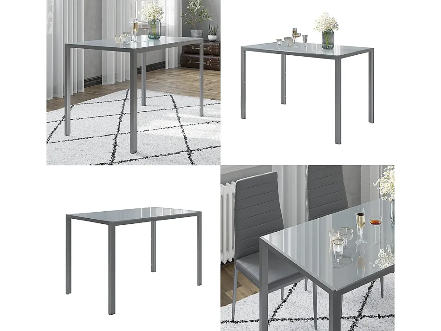 Mesa de comedor gris 120x70x75 grand