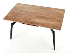 Mesa de comedor gris y roble con hoja extensible Soli