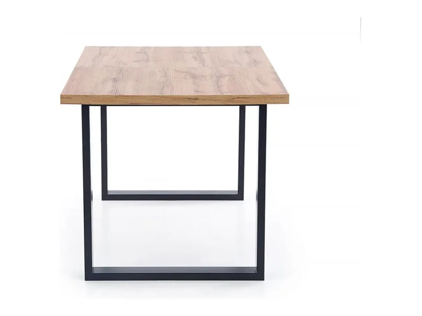 Mesa de comedor industrial extensible de 160-210 cm con tablero de aspecto roble y estructura de metal Venice negro