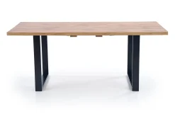 Mesa de comedor industrial extensible de 160-210 cm con tablero de aspecto roble y estructura de metal Venice negro