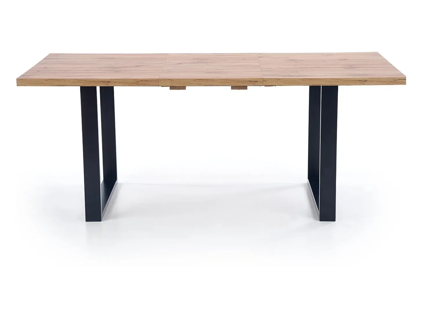 Mesa de comedor industrial extensible de 160-210 cm con tablero de aspecto roble y estructura de metal Venice negro