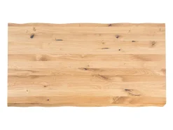Mesa de comedor industrial Antika – Roble macizo claro y patas de metal en forma de X-Color Natural y negro-Anchura 200 cm