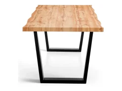 Mesa de comedor Kibak de roble rústico y metal negro 160 cm