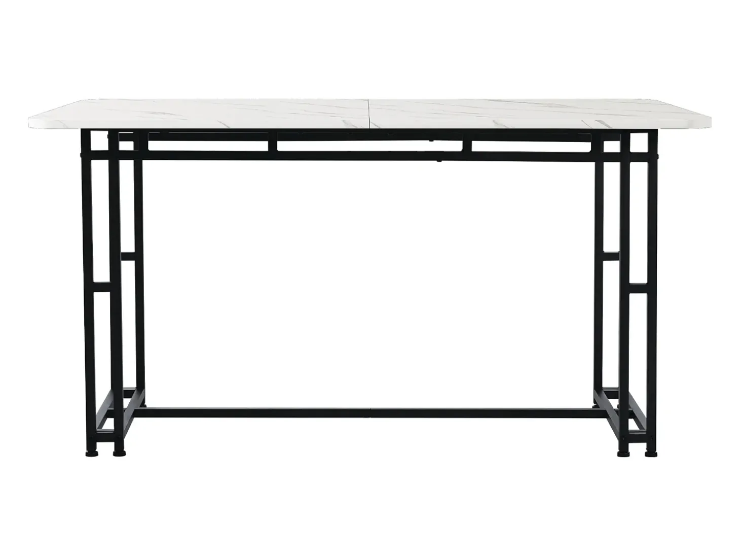 Mesa de comedor ligera de lujo, MDF, metal, blanca y negra (120 x 70 x 74 cm)