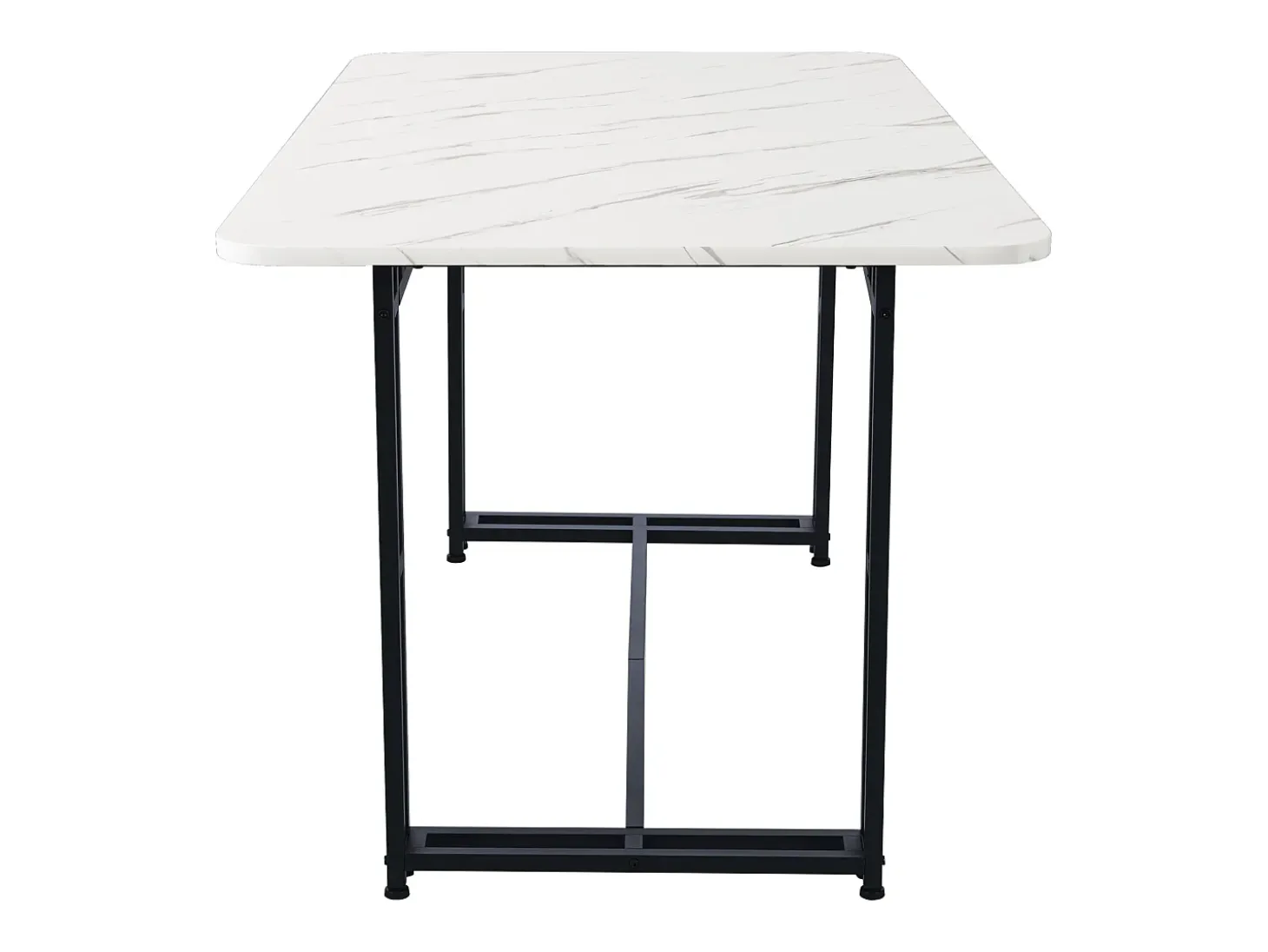 Mesa de comedor ligera de lujo, MDF, metal, blanca y negra (120 x 70 x 74 cm)