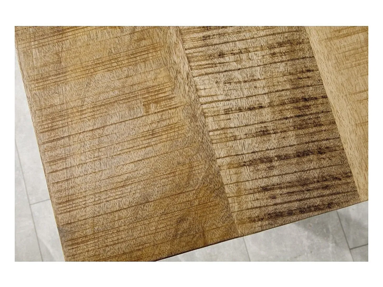 Mesa de comedor LODEN 200 cm – Tablero de madera maciza de mango y patas de metal negro