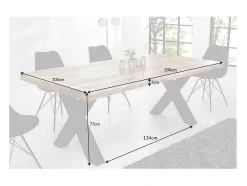 Mesa de comedor LODEN – Madera maciza de mango barnizada – 200 cm – Estilo industrial