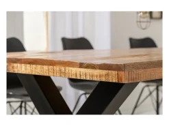 Mesa de comedor LODEN – Madera maciza de mango barnizada – 240 cm – Estilo industrial