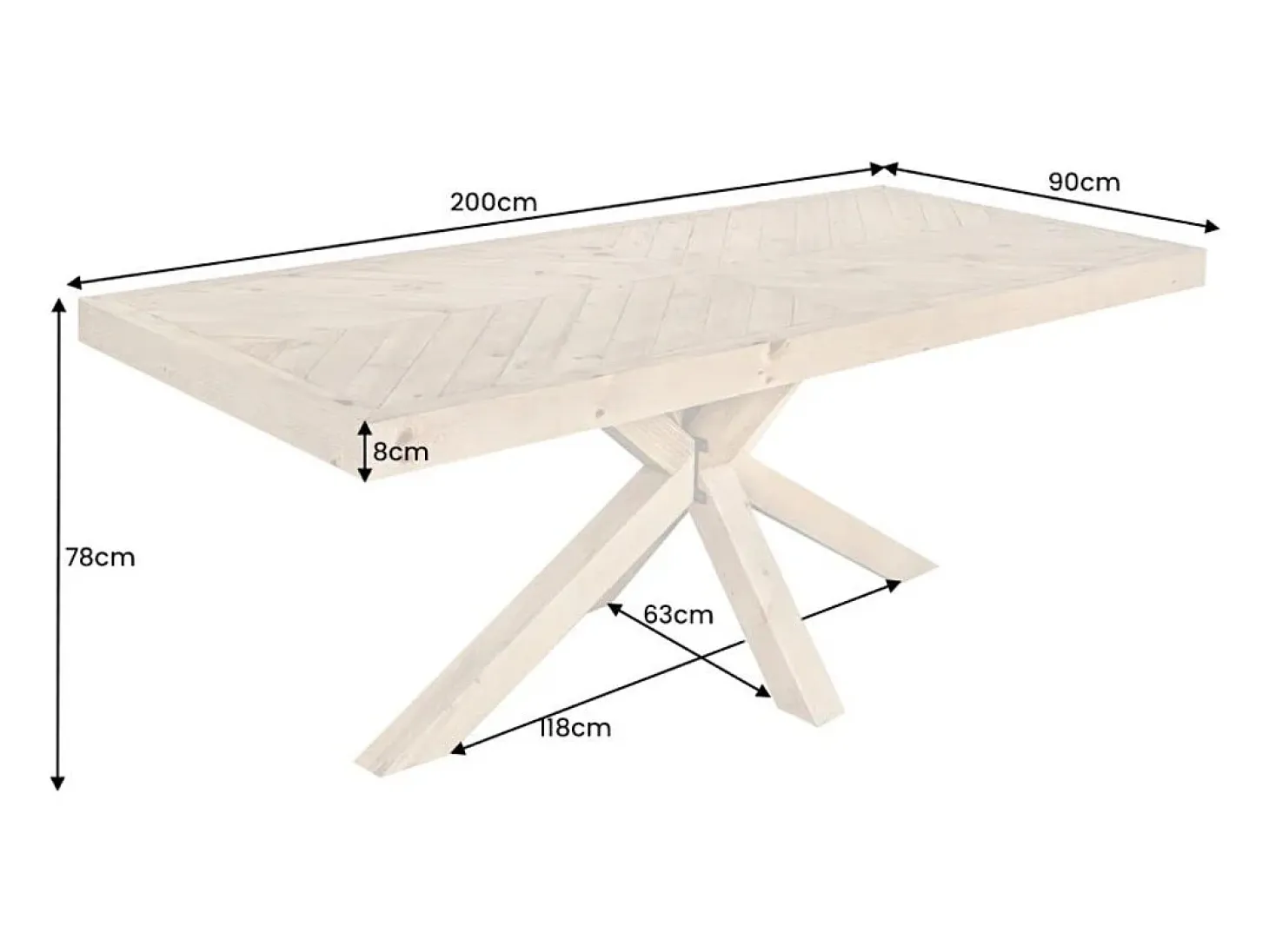 Mesa de comedor LOVARK – Rectangular 200 cm – Madera maciza de pino