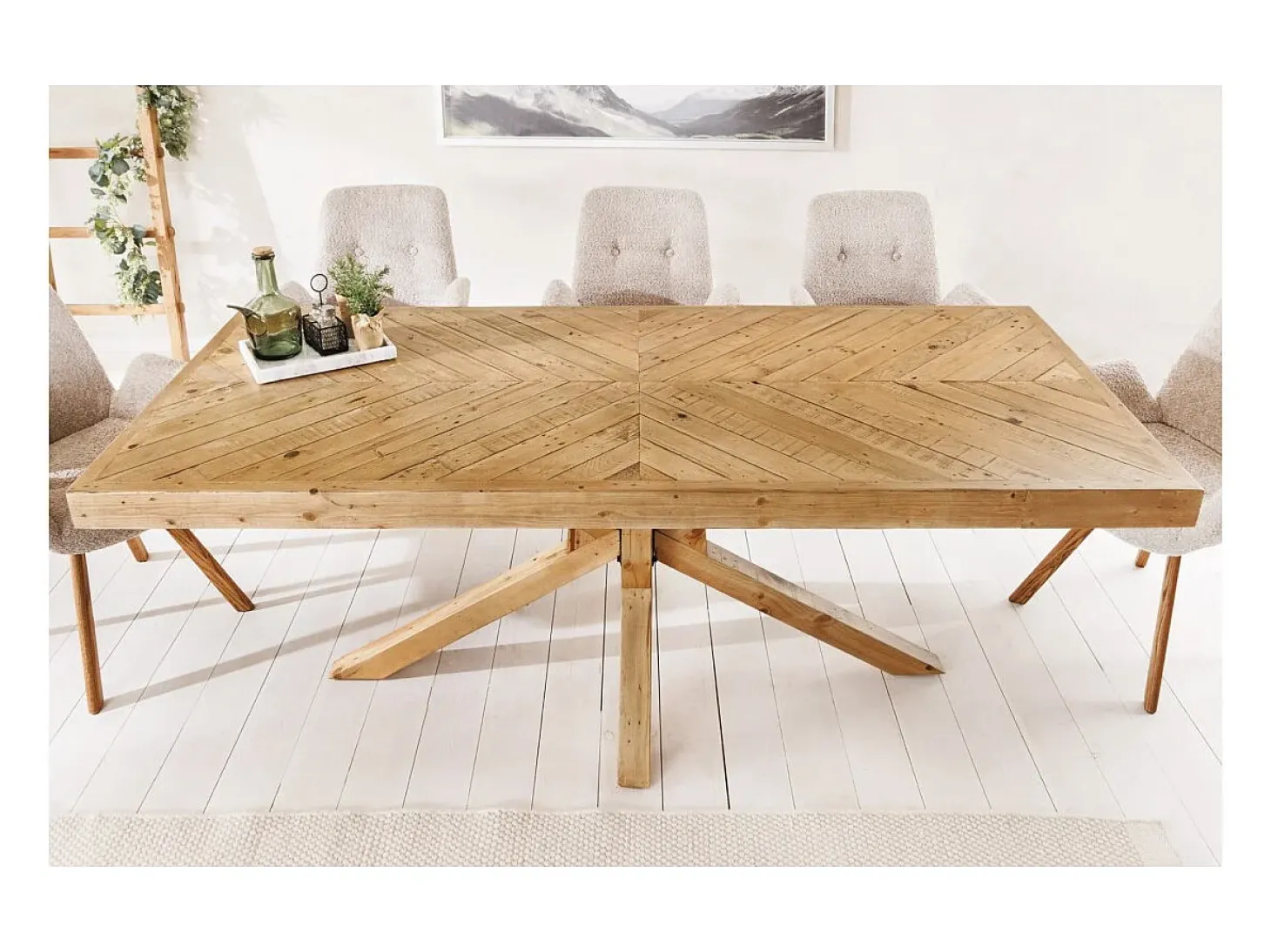 Mesa de comedor LOVARK – Rectangular 200 cm – Madera maciza de pino