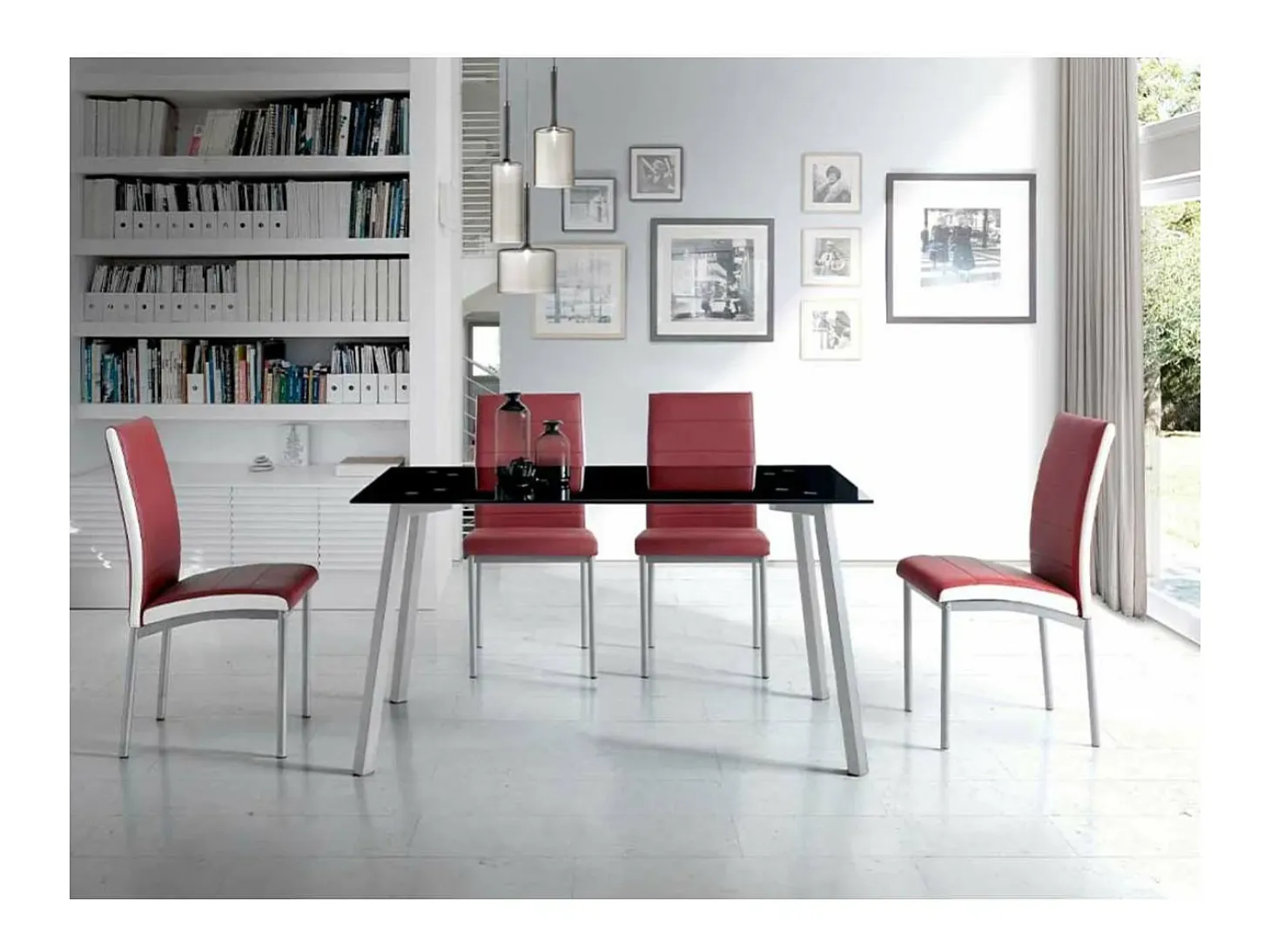 Mesa de comedor Lucía de cristal negro, 75 cm(alto)140 cm(ancho)80 cm(largo)