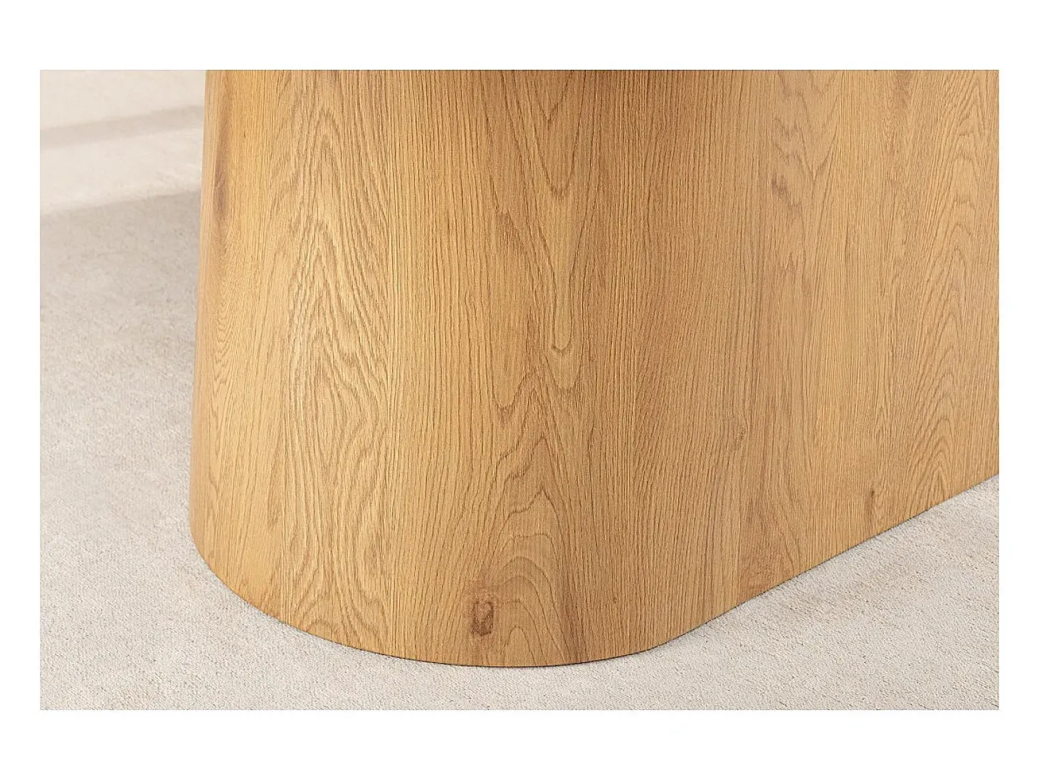 Mesa de comedor LUMEA – Ovalada 200 cm – Efecto mármol blanco – Pie ancho – Estilo contemporáneo