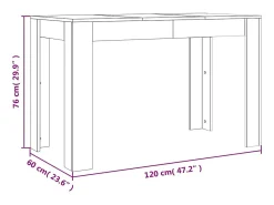 Mesa de comedor madera de ingeniería marrón roble 120x60x76 cm