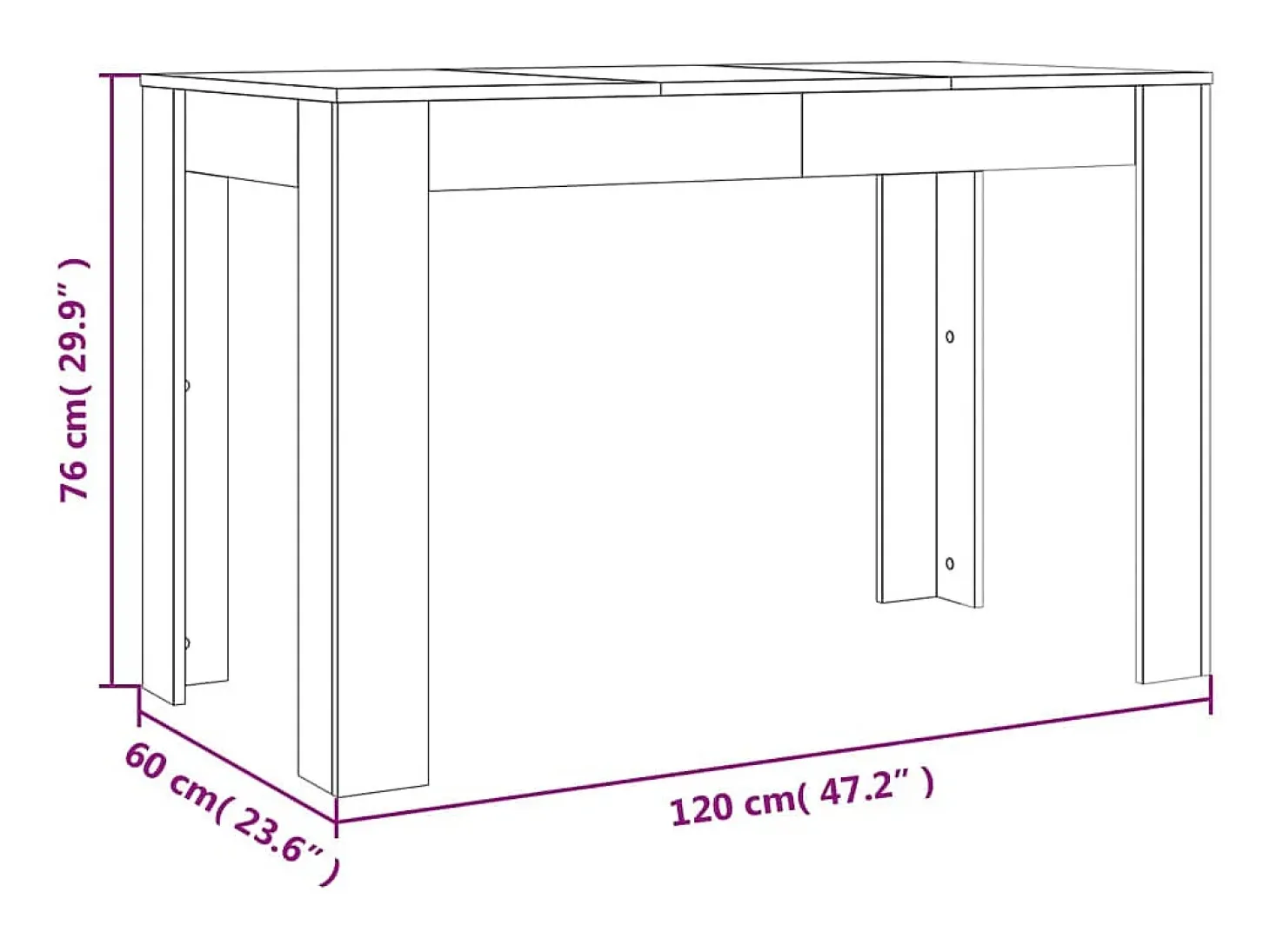 Mesa de comedor madera de ingeniería marrón roble 120x60x76 cm