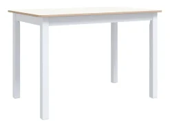 Mesa de comedor madera de caucho blanco y marrón 114x71x75 cm