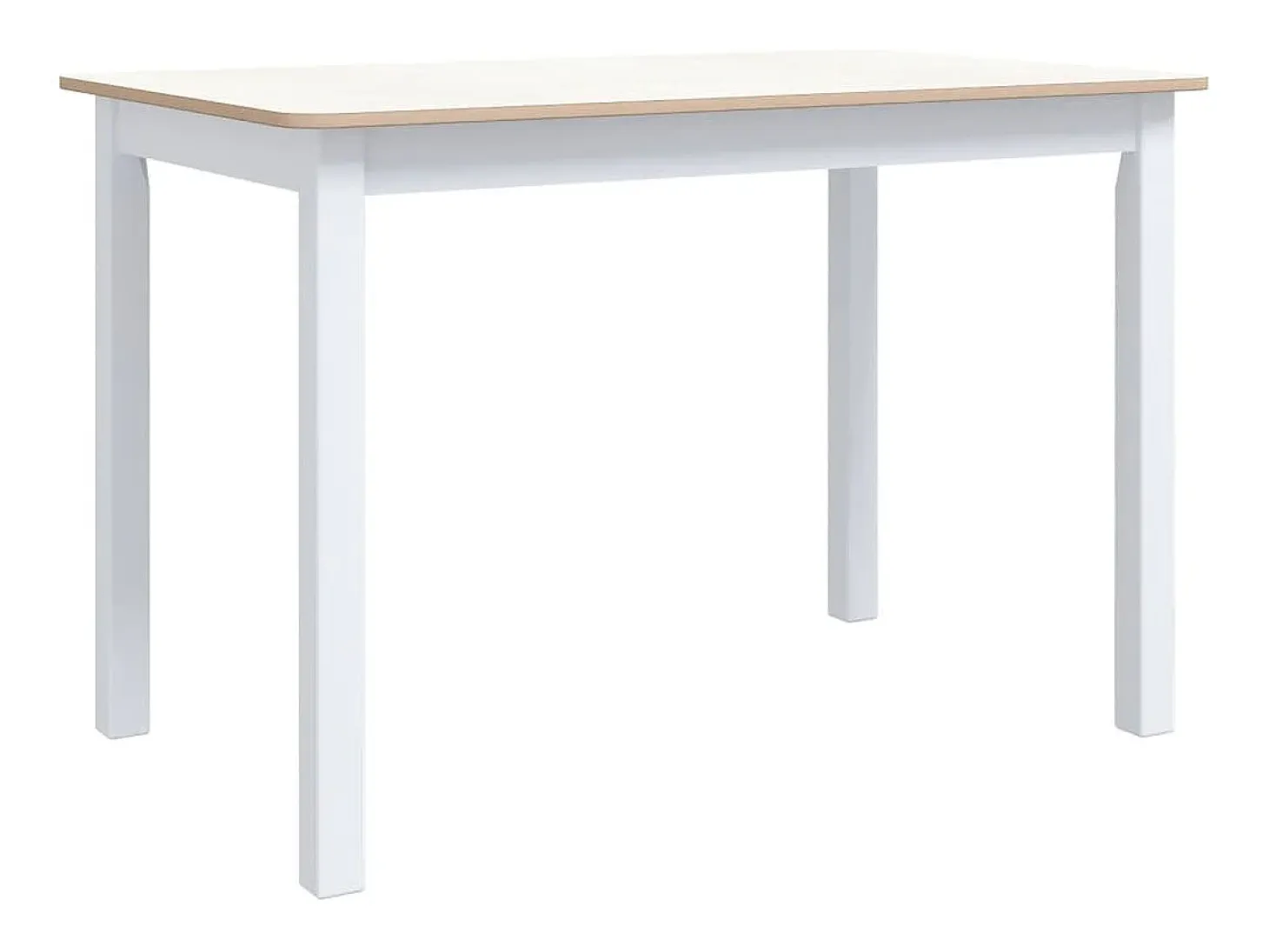 Mesa de comedor madera de caucho blanco y marrón 114x71x75 cm