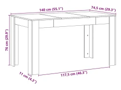 Mesa de comedor madera ingeniería envejecida 140x74,5x76 cm