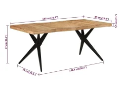 Mesa de comedor madera maciza de acacia negra 180x90x77 cm