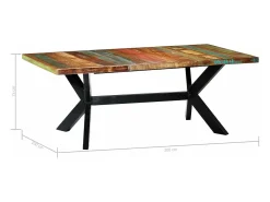 Mesa de comedor madera maciza reciclada 200x100x75 cm