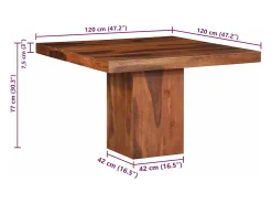 Mesa de comedor madera maciza de acacia 120x120x77 cm