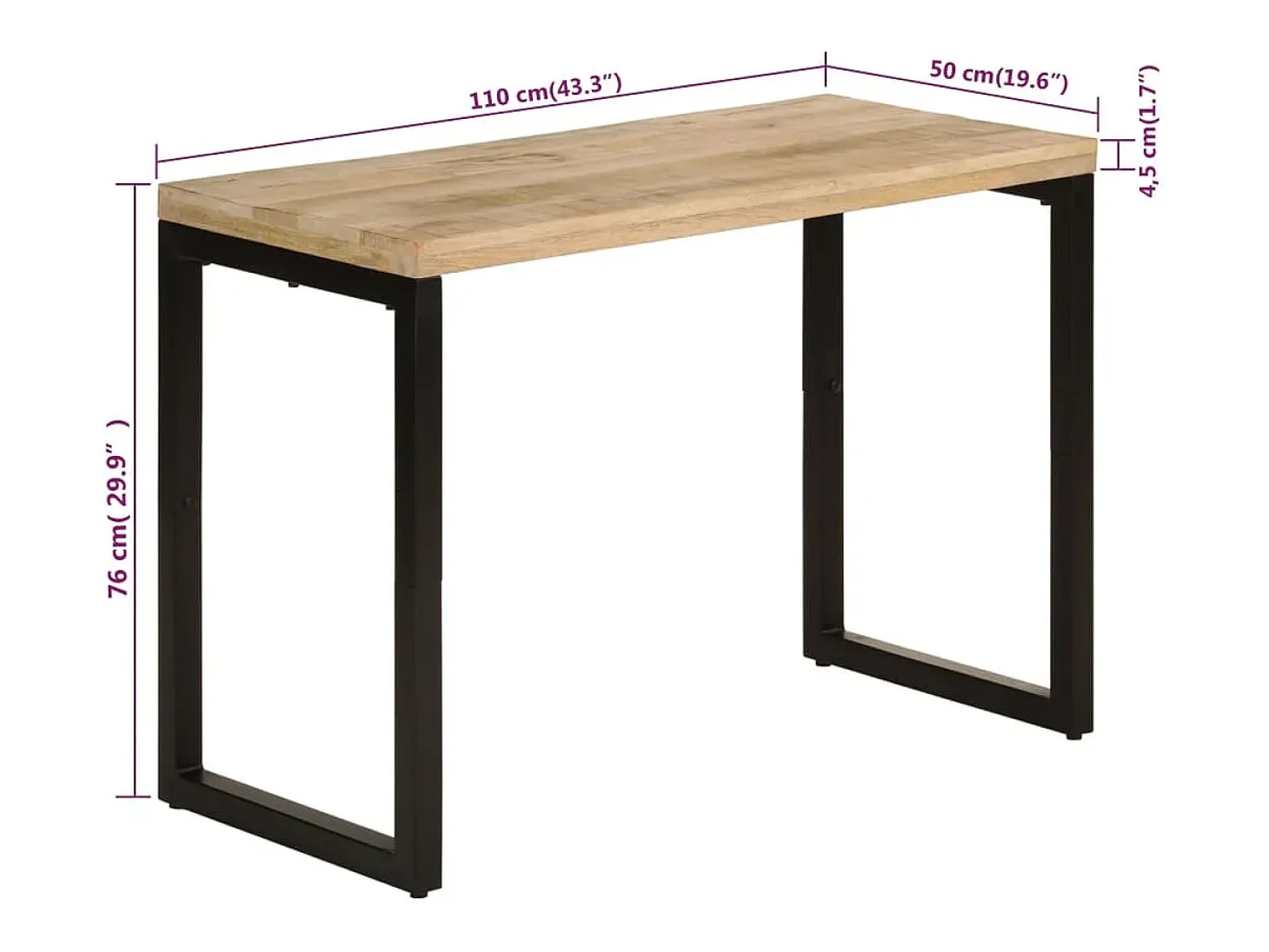 Mesa de comedor madera maciza de mango 110x50x76 cm