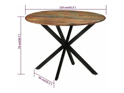 Mesa de comedor madera maciza reciclada y acero 110x78 cm