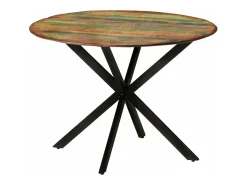 Mesa de comedor madera maciza reciclada y acero 110x78 cm