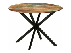 Mesa de comedor madera maciza reciclada y acero 110x78 cm