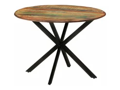 Mesa de comedor madera maciza reciclada y acero 110x78 cm