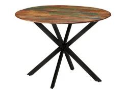 Mesa de comedor madera maciza reciclada y acero 110x78 cm