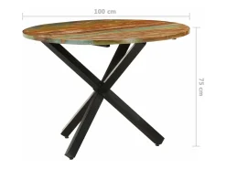 Mesa de comedor madera maciza reciclada redonda 100x100x75 cm