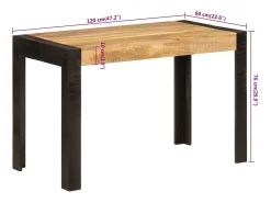 Mesa de comedor madera maciza de mango 120x60x76 cm