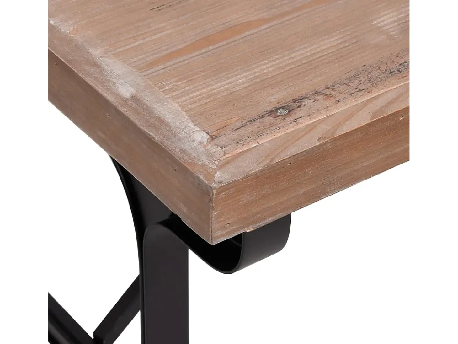 Mesa de comedor madera maciza de abeto y hierro 110x65x82 cm