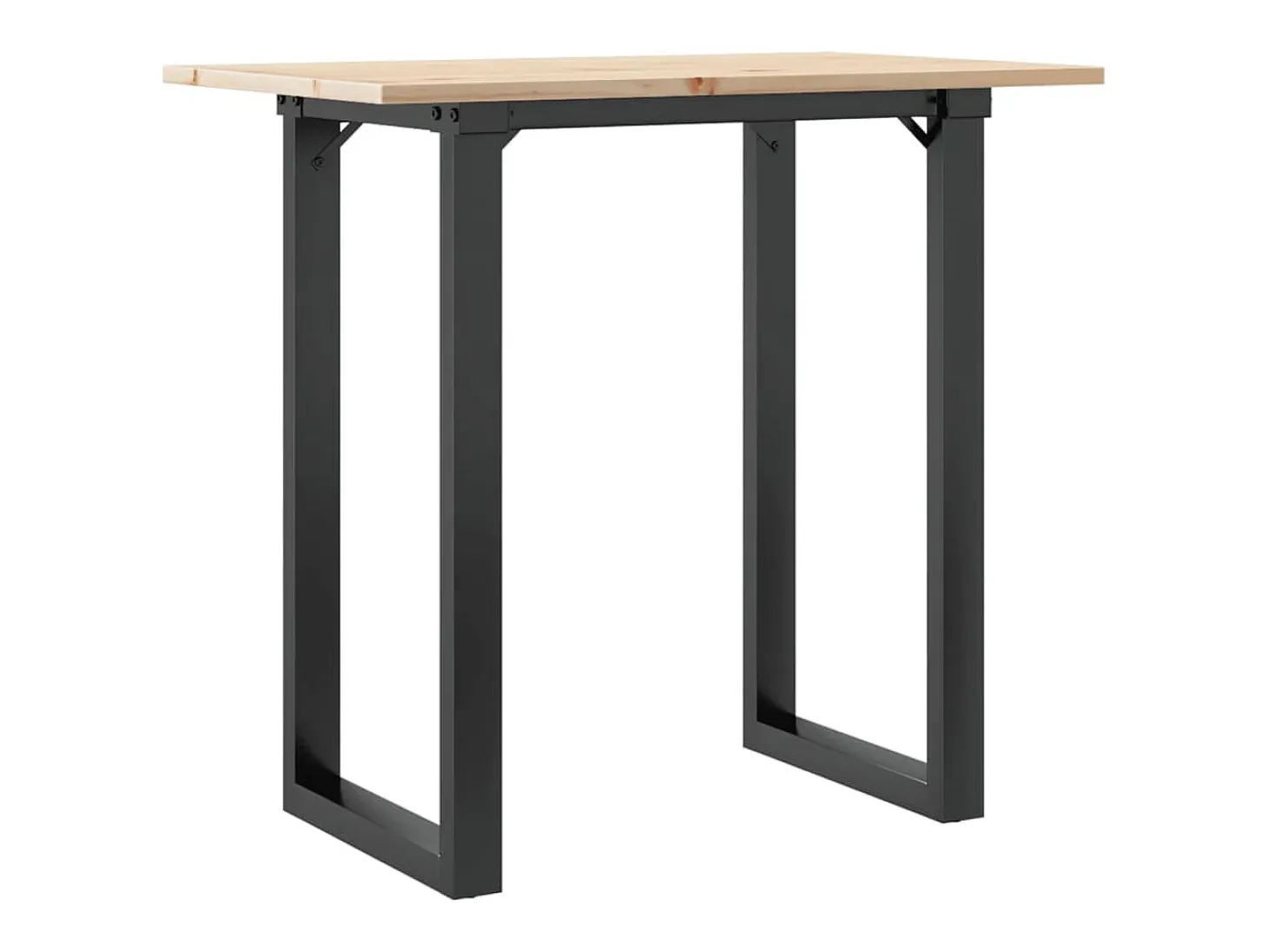 Mesa de comedor marco O madera maciza pino y acero 80x50x75 cm