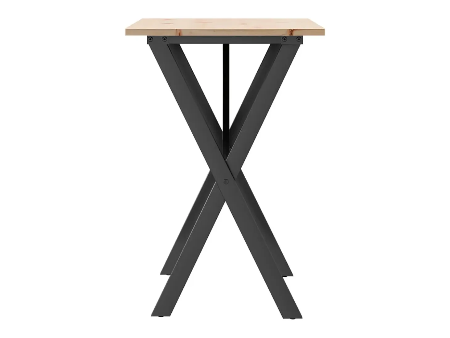 Mesa de comedor marco X madera maciza pino y hierro 80x50x75 cm