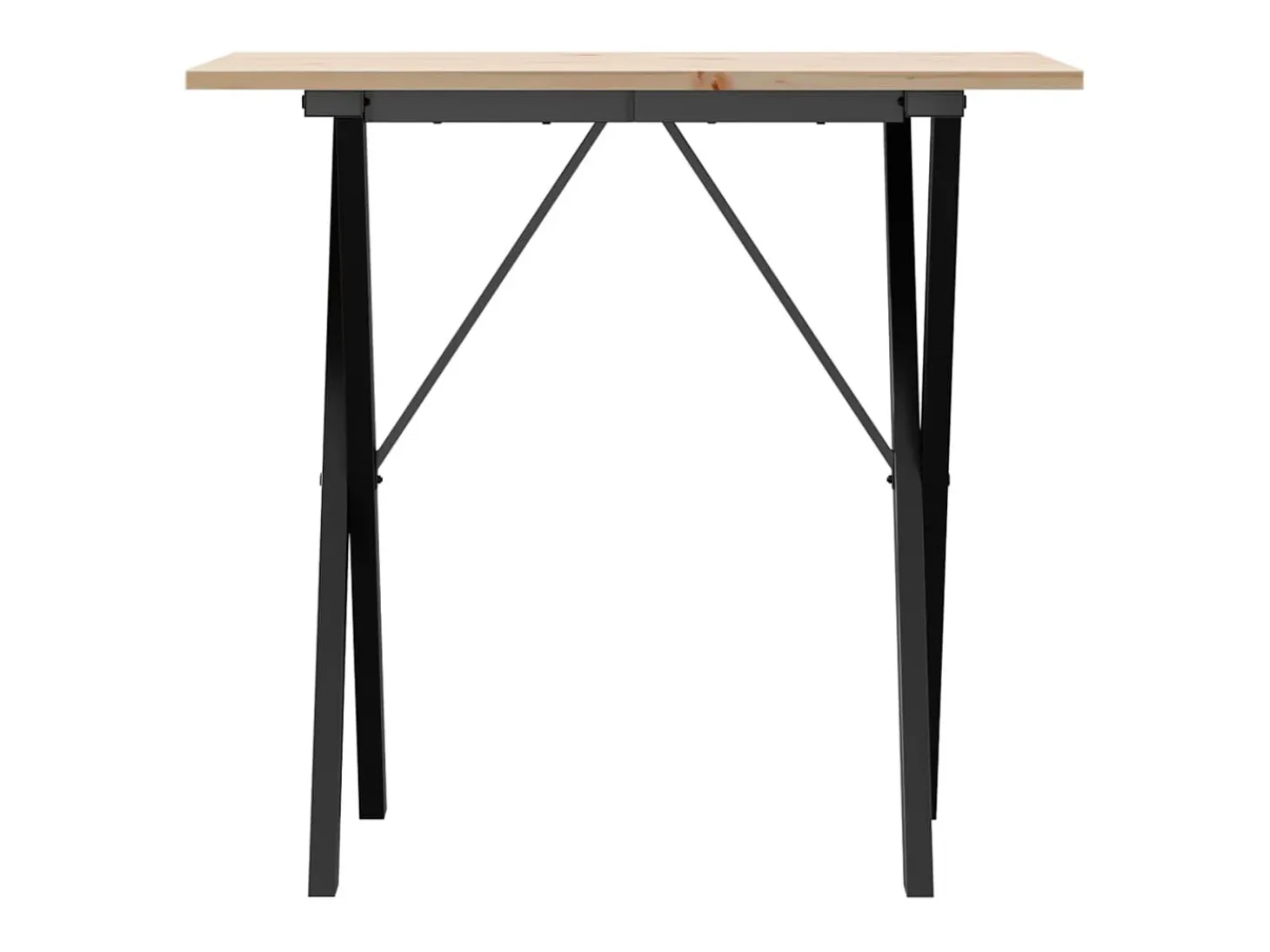 Mesa de comedor marco X madera maciza pino y hierro 80x50x75 cm