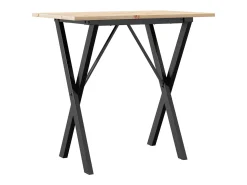 Mesa de comedor marco X madera maciza pino y hierro 80x50x75 cm