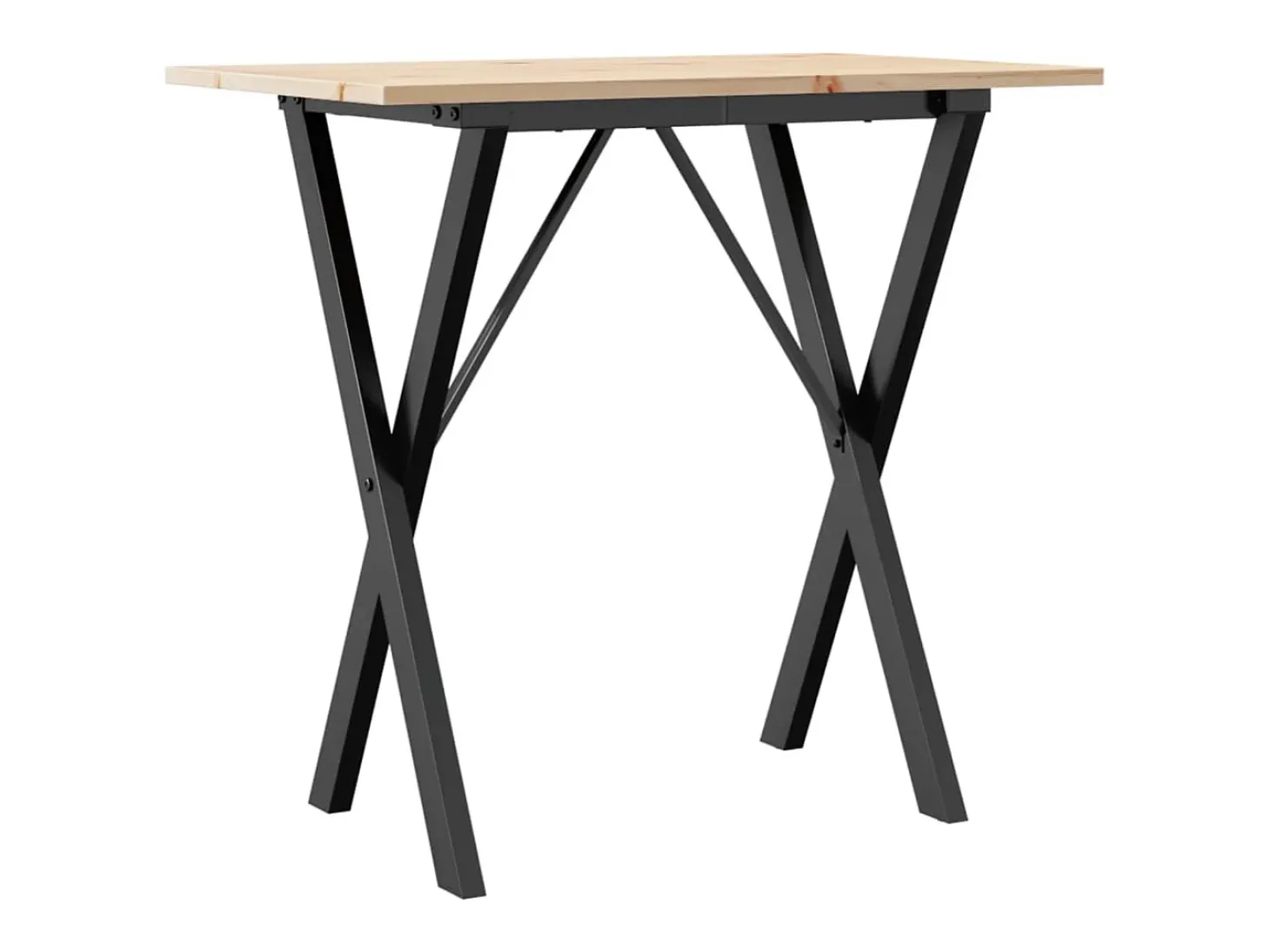 Mesa de comedor marco X madera maciza pino y hierro 80x50x75 cm ES573612